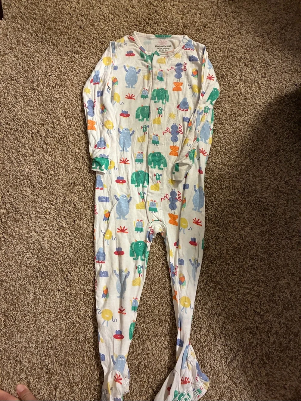 Magnetic Me White Multicolor Monster Print Sleep Sack Pajamas